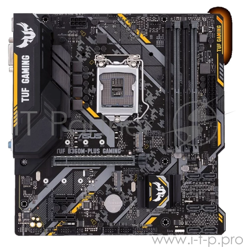 Мат. плата Socket1151 ASUS TUF B360M-PLUS GAMING (iB360, 4xDDR4, M.2, SATA III, PCI-E, DVI, HDMI, 1Гбит LAN, USB3.1, mATX)