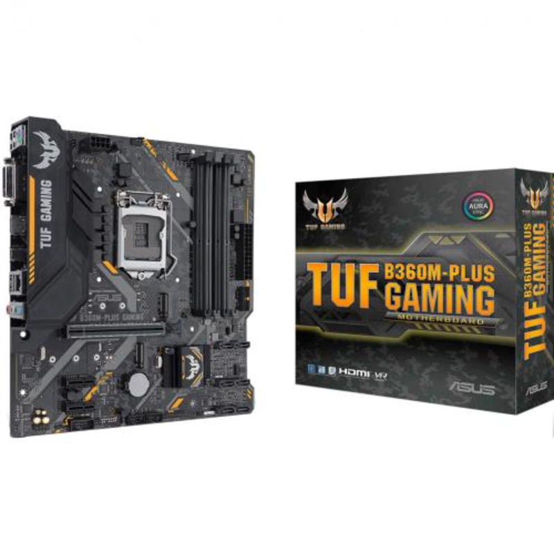 Мат. плата Socket1151 ASUS TUF B360M-PLUS GAMING (iB360, 4xDDR4, M.2, SATA III, PCI-E, DVI, HDMI, 1Гбит LAN, USB3.1, mATX)