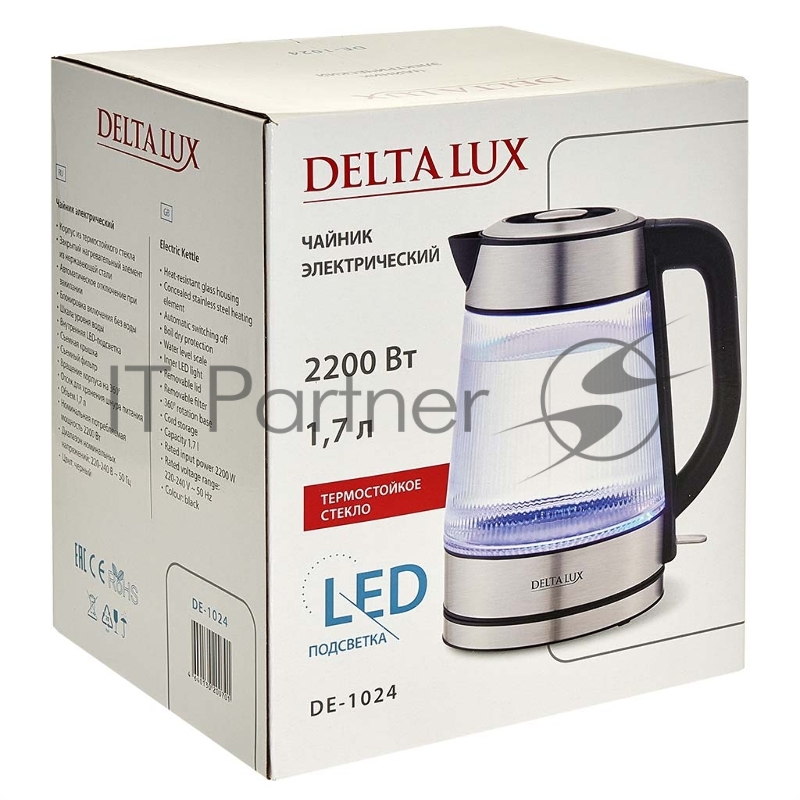 Чайник DELTA LUX DE-1024 2,2кВт, 1,7 л