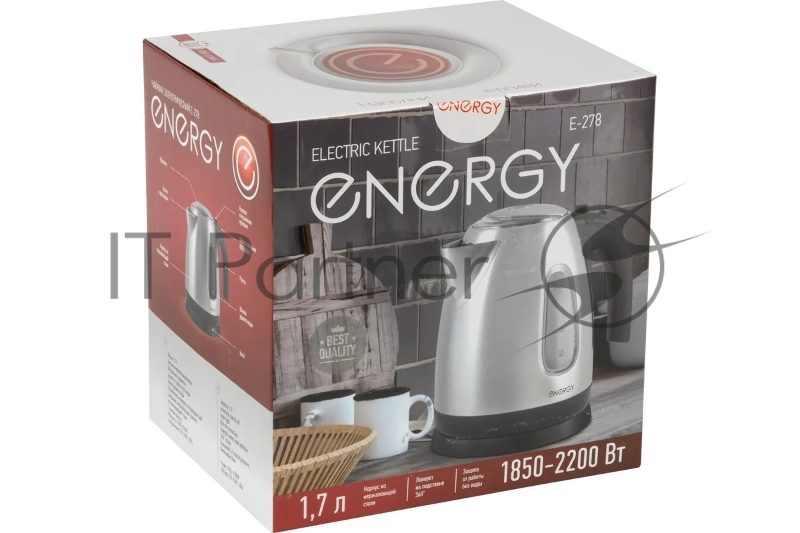 Чайник электрический Energy E-278 из нержавеющей стали,1.7 л, 1850-2200 Вт (в уп. 8 шт)