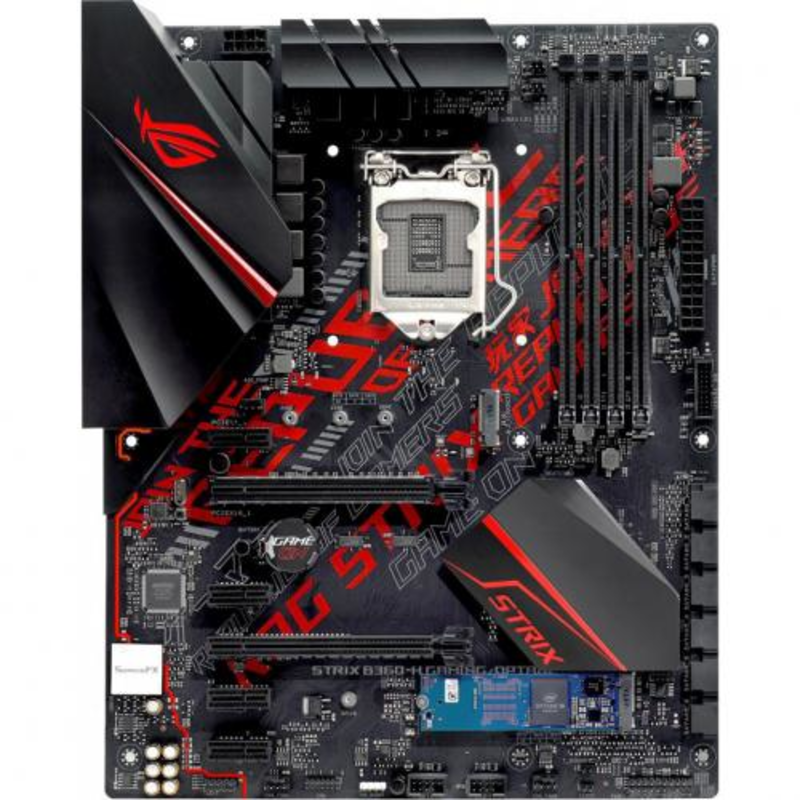 Мат. плата Socket1151 ASUS ROG STRIX B360-H GAMING/OPTANE (iB360, 4xDDR4, M.2, SATA III, 2xPCI-E, DVI, HDMI, 1Гбит LAN, USB3.1, ATX)