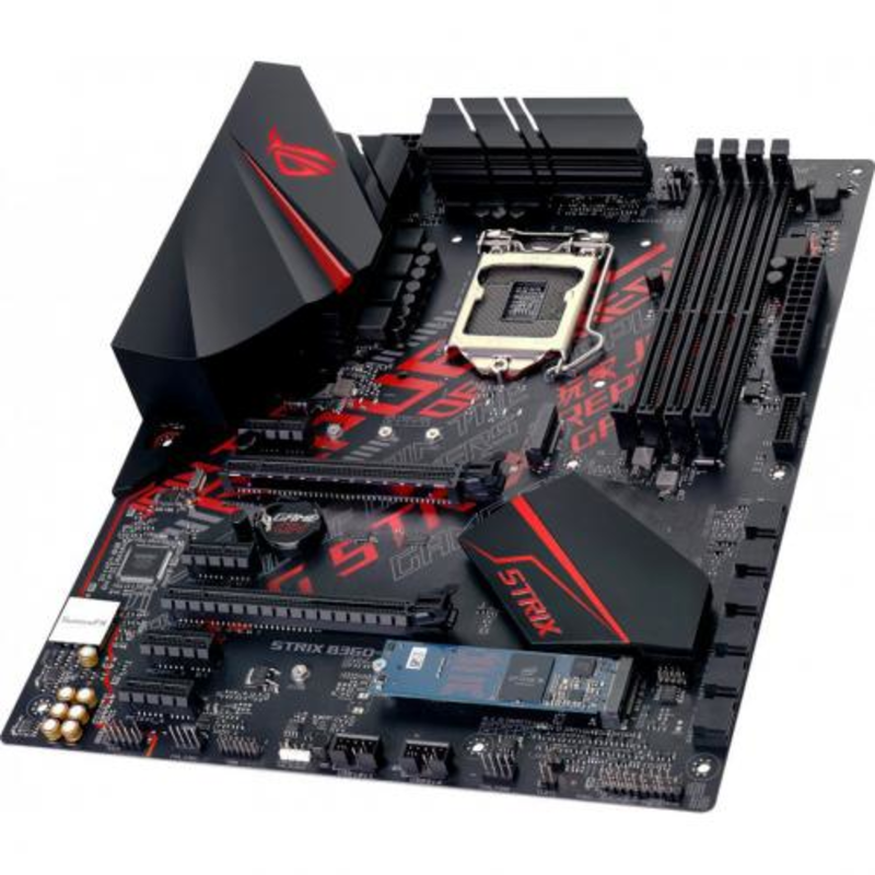 Мат. плата Socket1151 ASUS ROG STRIX B360-H GAMING/OPTANE (iB360, 4xDDR4, M.2, SATA III, 2xPCI-E, DVI, HDMI, 1Гбит LAN, USB3.1, ATX)