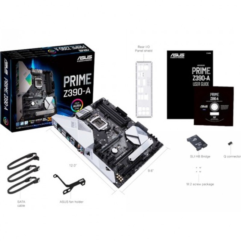 Мат. плата Socket1151 ASUS PRIME Z390-A (iZ390, 4xDDR4, M.2, SATA III, RAID, 3xPCI-E, HDMI, DP, 1Гбит LAN, USB3.1, ATX)