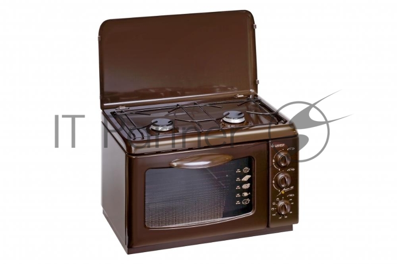 Плита комбинированная Gefest ПГЭ 120 К19 коричневый, конфорок 2 газовых, духовка 18 л, 55 см x 40 см x 39 см