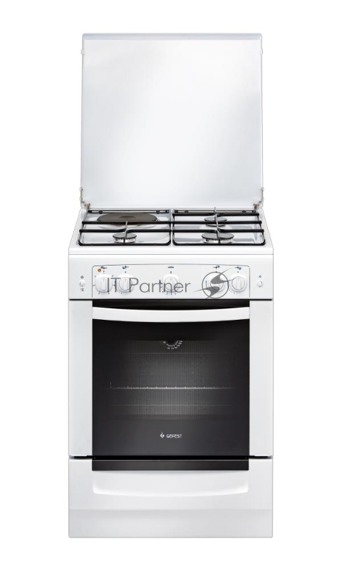 Плита комбинированная Gefest ПГЭ 6110-01 белый, конфорок 3 газовых и 1 электрическая, духовка 52 л, 60 см x 85 см x 60 см