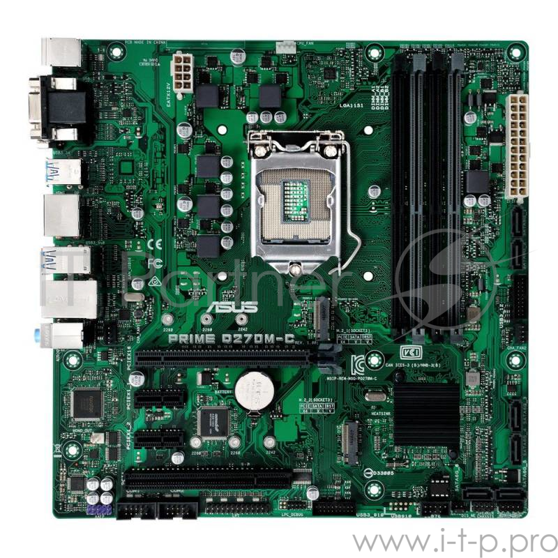 Мат. плата Socket1151 ASUS PRIME Q270M-C (iQ270, 4xDDR4, M.2, SATA III, RAID, PCI-E, D-Sub, DVI, HDMI, DP, 1Гбит LAN, USB3.0, mATX)
