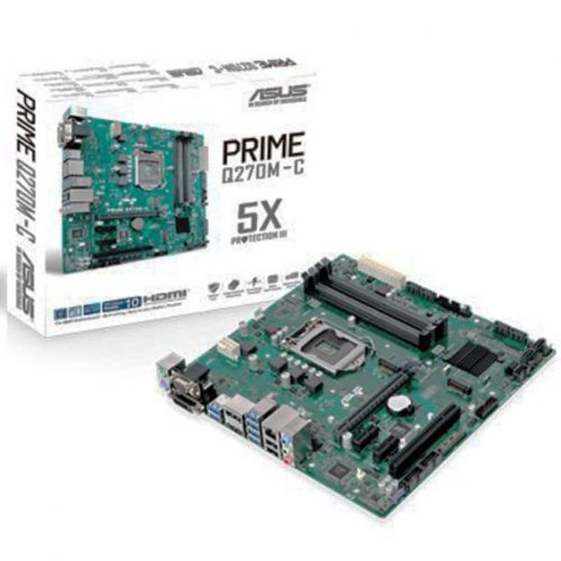 Мат. плата Socket1151 ASUS PRIME Q270M-C (iQ270, 4xDDR4, M.2, SATA III, RAID, PCI-E, D-Sub, DVI, HDMI, DP, 1Гбит LAN, USB3.0, mATX)