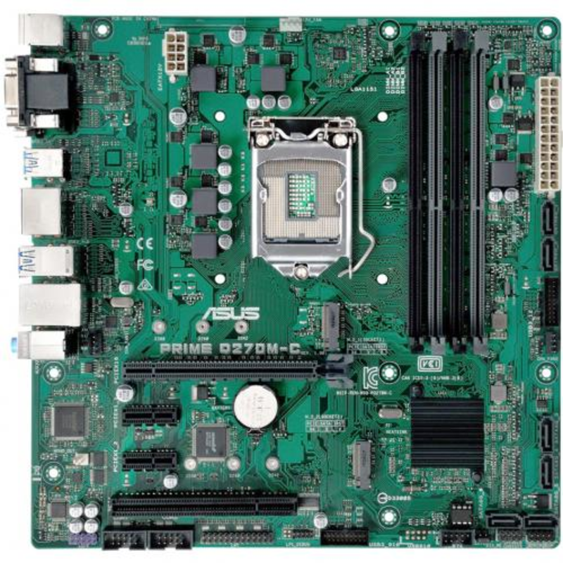 Мат. плата Socket1151 ASUS PRIME Q270M-C (iQ270, 4xDDR4, M.2, SATA III, RAID, PCI-E, D-Sub, DVI, HDMI, DP, 1Гбит LAN, USB3.0, mATX)