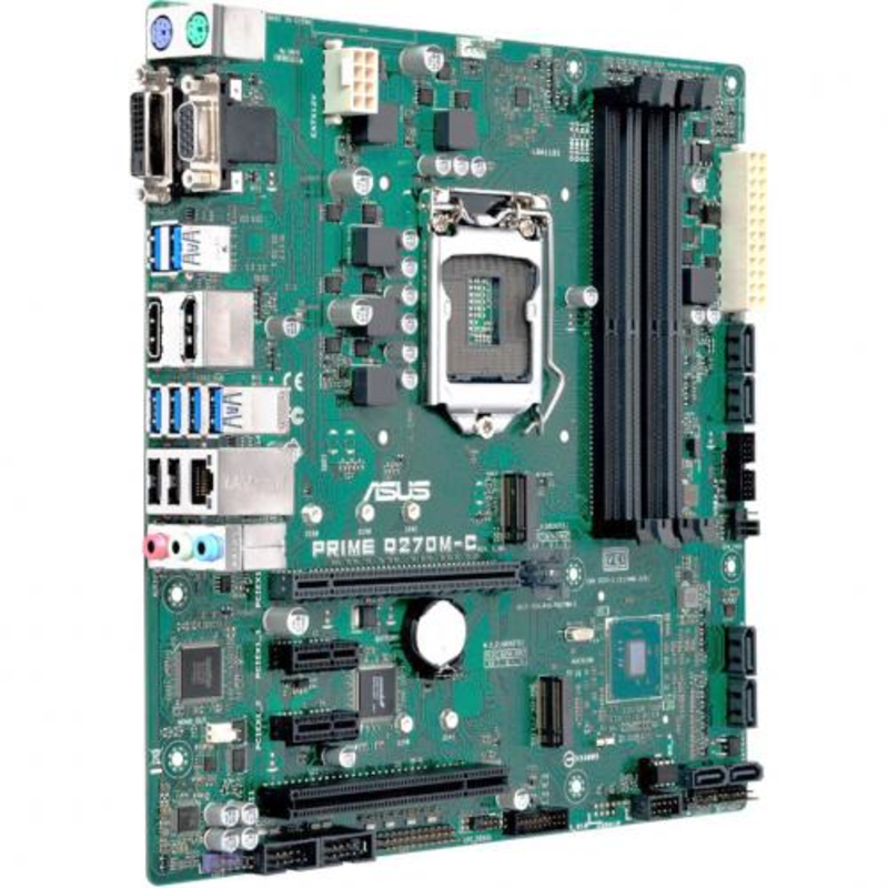 Мат. плата Socket1151 ASUS PRIME Q270M-C (iQ270, 4xDDR4, M.2, SATA III, RAID, PCI-E, D-Sub, DVI, HDMI, DP, 1Гбит LAN, USB3.0, mATX)