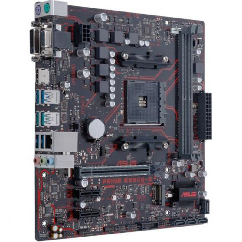 Мат. плата SocketAM4 ASUS PRIME B350M-E (AMD B350, 2xDDR4, M.2, SATA III, RAID, PCI-E, D-Sub, DVI, HDMI, 1Гбит LAN, USB3.1, mATX)