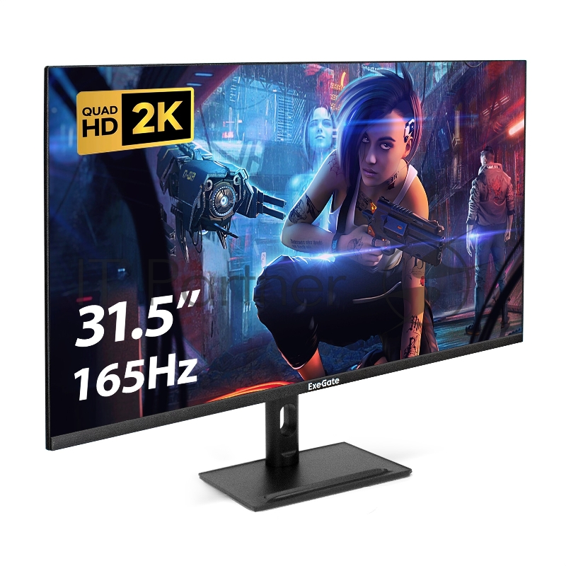 Монитор игровой с аудио 31.5 WQHD 165 Гц ExeGate Combat EG3207TA (IPS LED Grade A+, 2K, 2560x1440@165Гц (WQHD), 16:9, 300cd/m2, 1000:1, 178°/178°, 1ms, 2xHDMI2.0, DisplayPort, USB, audio-out, speakers, Flicker-free, FreeSync, Low Blue Light, кабель D