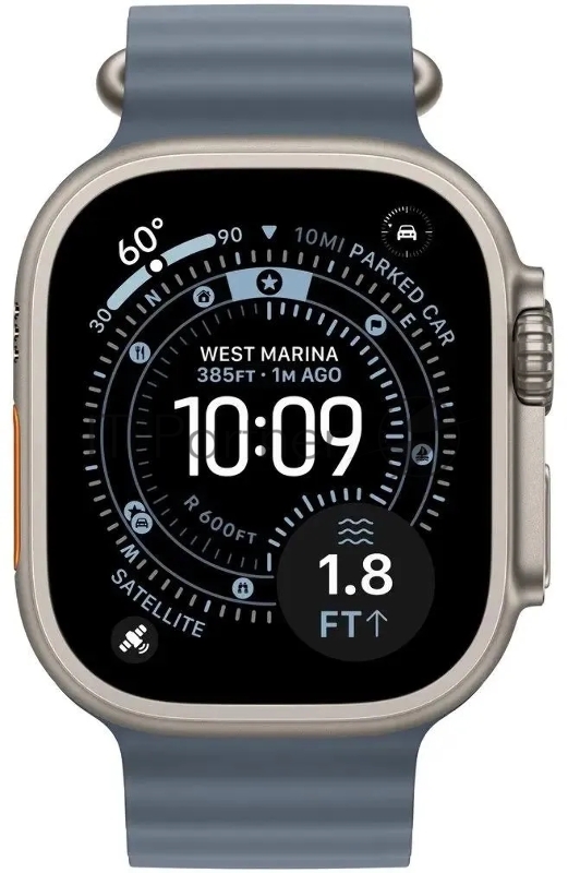 Смарт-часы Apple Watch Ultra 3 2025 A3281 49мм OLED корп.титан Ocean band рем.синий разм.брасл.:130-210мм (MEWH4LW/A)