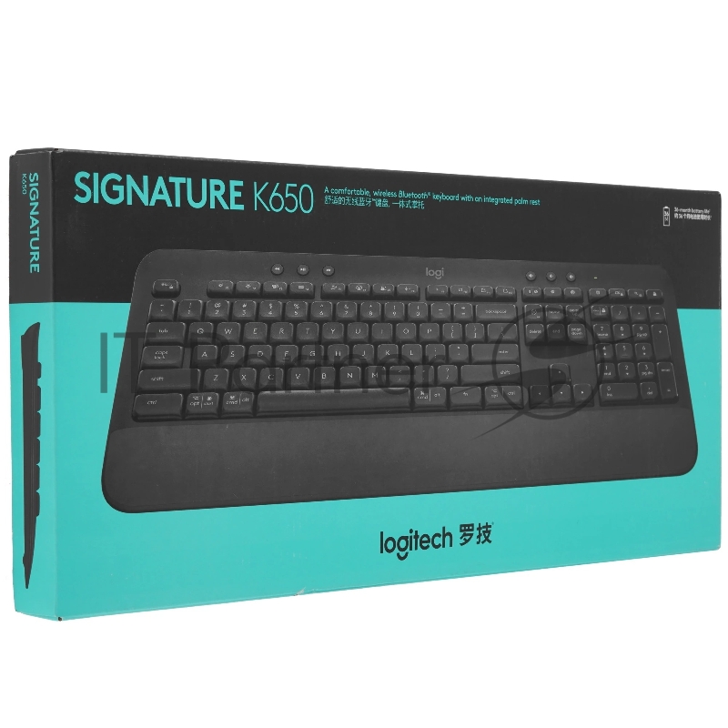 Клавиатура Logitech K650 черный USB беспроводная BT/Radio (подставка для запястий) (920-010954)