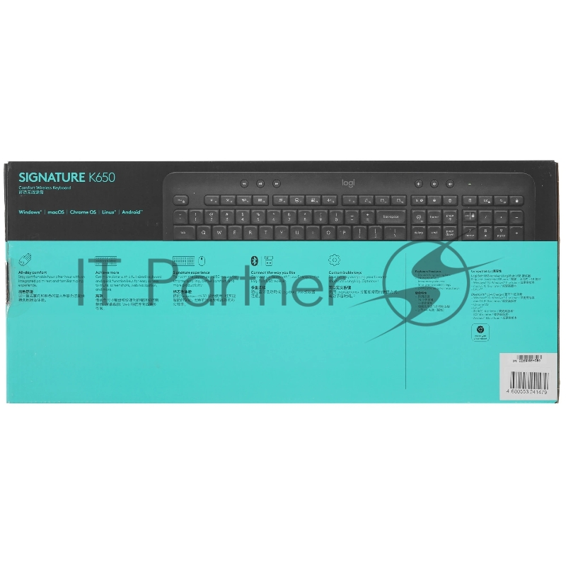 Клавиатура Logitech K650 черный USB беспроводная BT/Radio (подставка для запястий) (920-010954)