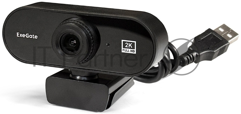 Веб-камера ExeGate Stream C940 2K (5Мп, 2560x1440, 30fps, поддержка H.264, ручной фокус, 4-линзовый объектив (стекло), микрофон с шумоподавлением, универсальное крепление, USB, кабель 1,5 м, Windows 7/8/10/11, Mac OS 10.6 и выше, Chrome OS, Android 5