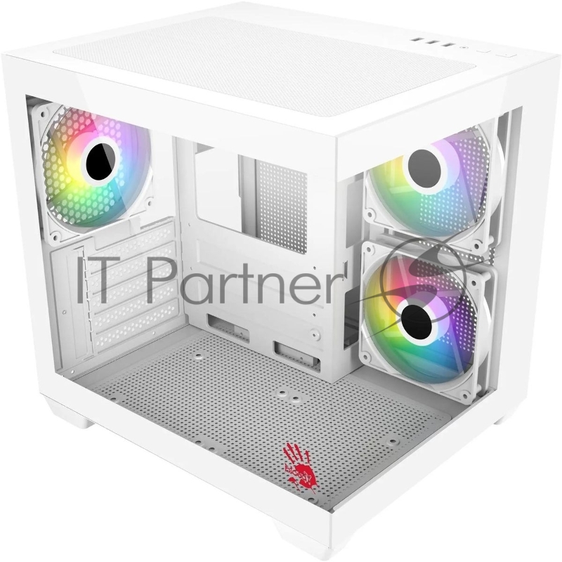 Компьютерный корпус Bloody CC-121 белый без БП mATX 7x120mm 1xUSB2.0 1xUSB3.0 audio