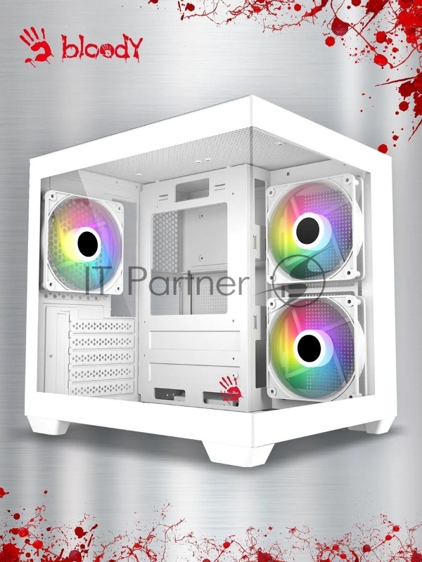 Компьютерный корпус Bloody CC-121 белый без БП mATX 7x120mm 1xUSB2.0 1xUSB3.0 audio