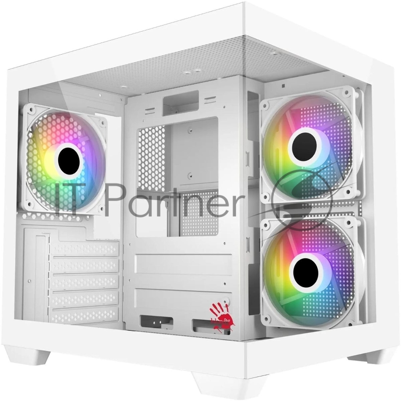 Компьютерный корпус Bloody CC-121 белый без БП mATX 7x120mm 1xUSB2.0 1xUSB3.0 audio
