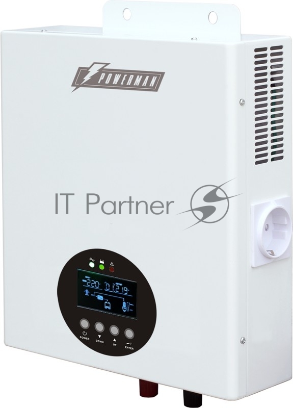 Источник бесперебойного питания ИБП POWERMAN Smart 800 HYBRID, линейно-интерактивный, 800ВА/480Вт, 165-265В, 2 евророзетки, внешняя свинцово-кислотная (AGM, GEL, FB) или LiFePO4 батарея на 12В емкостью от 55Ач (не входит в комплект поставки), ток зар