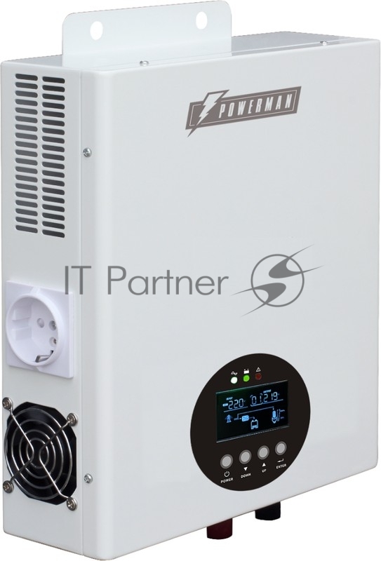 Источник бесперебойного питания ИБП POWERMAN Smart 800 HYBRID, линейно-интерактивный, 800ВА/480Вт, 165-265В, 2 евророзетки, внешняя свинцово-кислотная (AGM, GEL, FB) или LiFePO4 батарея на 12В емкостью от 55Ач (не входит в комплект поставки), ток зар