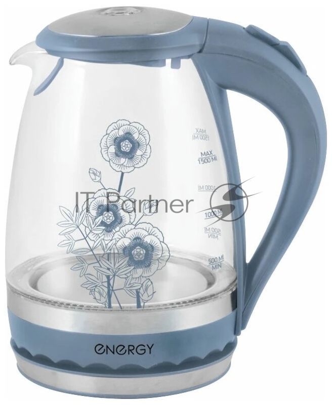 Чайник электрический Energy E-279 стеклянный, 1.5л, синий,1850-2200 Вт (в уп. 6 шт)