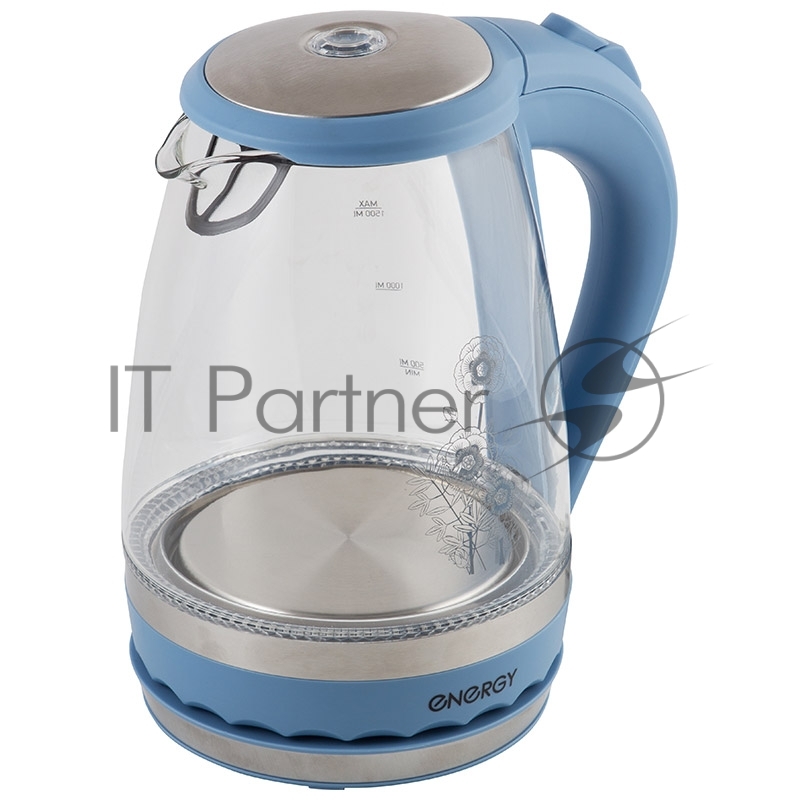 Чайник электрический Energy E-279 стеклянный, 1.5л, синий,1850-2200 Вт (в уп. 6 шт)