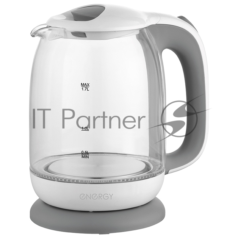 Чайник Energy E-281 1.7л, стекло, бело-серый (005210)