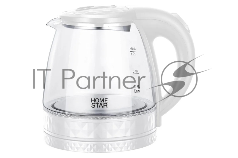 Чайник электрический Homestar HS-1053 1,2 л,стекло,пластик,белый (106464)