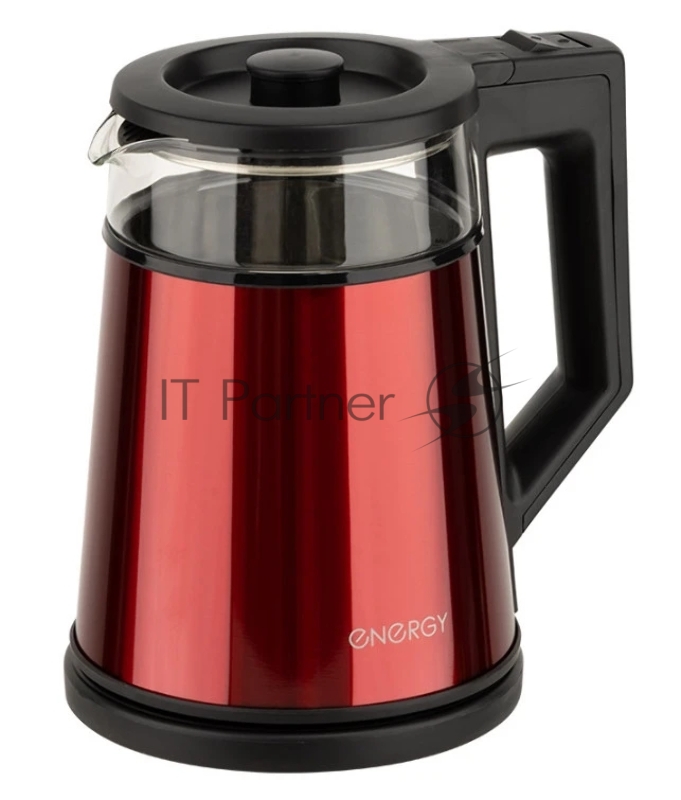 Чайник Energy E-200 (1,2 л), стекло, красный, двойной корпус