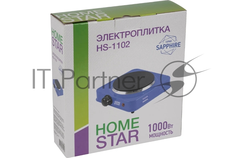 Плита настольная электрическая Homestar HS-1102, 1 конф. сапфир, блин 1000 Вт