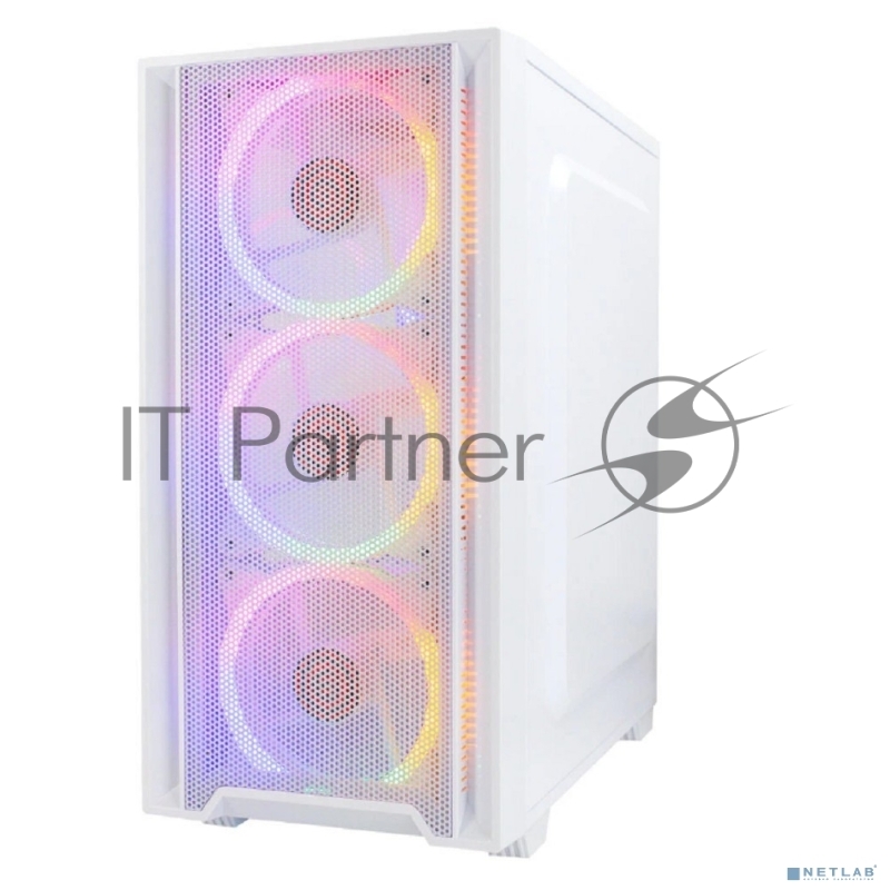 Корпус Ginzzu CL640 mATX FAN 4*12FRGB передняя панель Сетка Белый