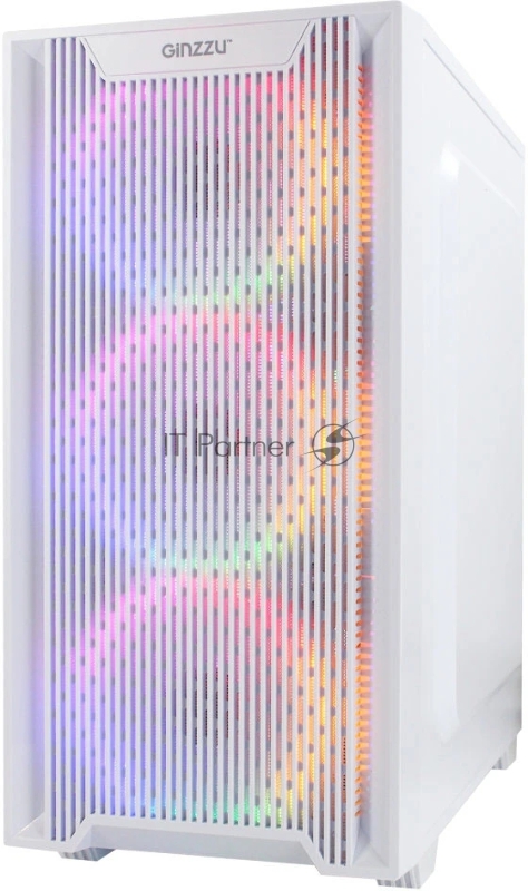 Корпус Ginzzu CL660 mATX FAN 4*12FRGB передняя панель Решетка Белый