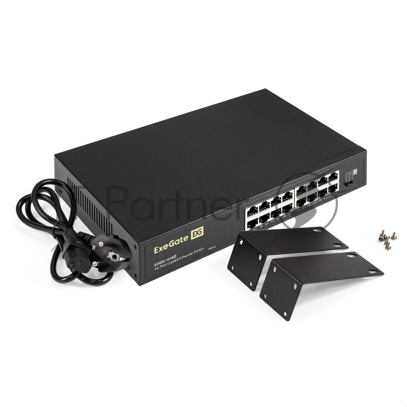 Коммутатор неуправляемый ExeGate EDGS-1016D (16-портовый гигабитный UTP 10/100/1000 Base-T, металлический корпус, с возможностью установки в стойку, с функцией энергосбережения (EEE))