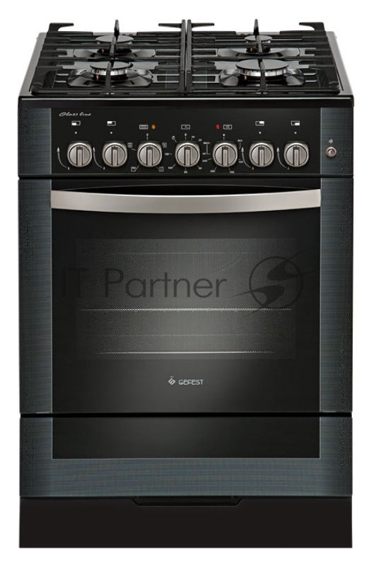 Плита комбинированная Gefest ПГЭ 6502-02 0044 черный, конфорок 4 газовых, духовка 52 л, 60 см x 85 см x 60 см