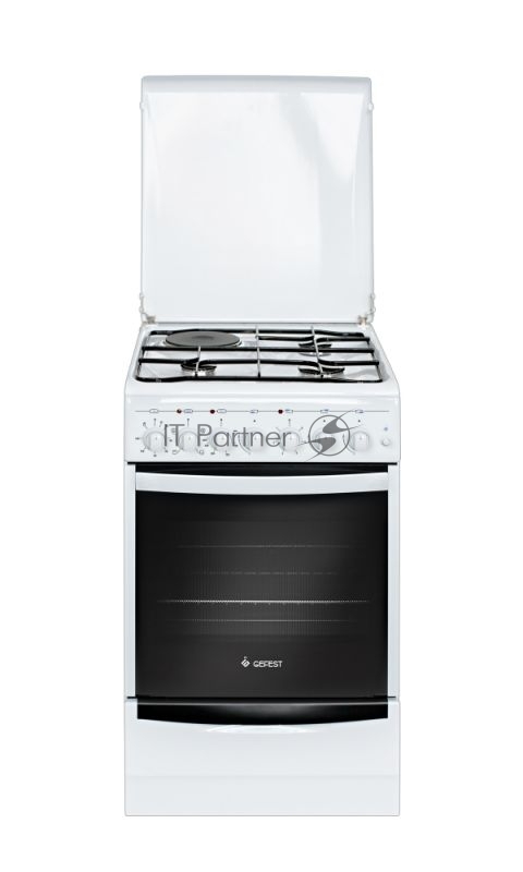 Плита комбинированная Gefest ПГЭ 5112-02 белый, конфорок 3 газовых и 1 электрическая, духовка 55 л, 50 см x 85 см x 58.5 см