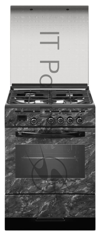 Плита газовая Gefest ПГ 6300-03 0053 мрамор черный, конфорок 4 шт, духовка 52 л, 60 см x 85 см x 60 см
