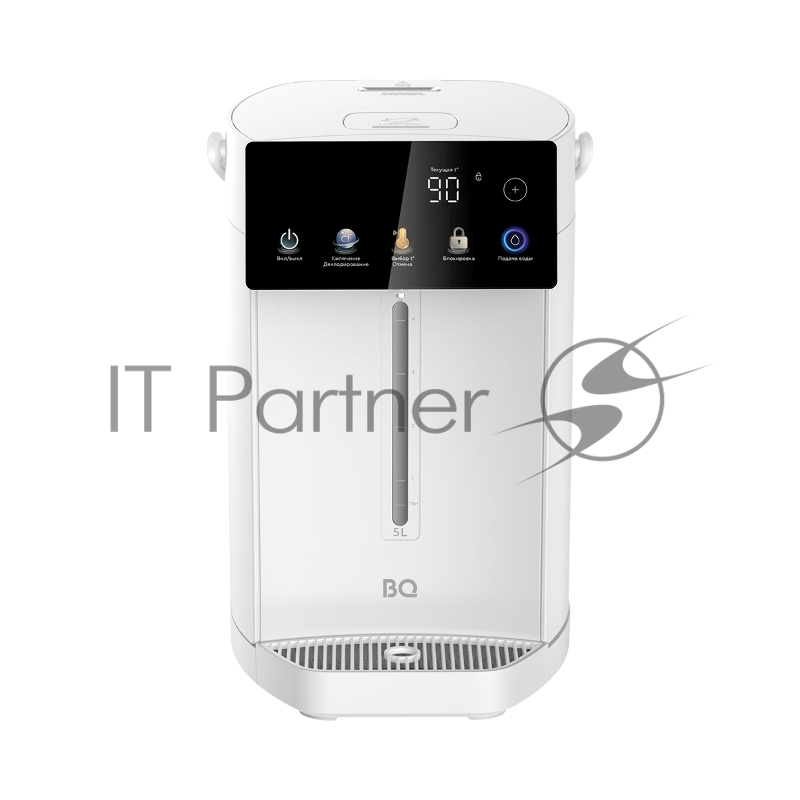 BQ TP5001 White. Мощность 1600 Вт / Объем 5 л / Сенсорный LED-дисплей / Поддержание температуры / Функция дехлорирования / Регулировка темперы от 40 до 90 C / Система защиты: от перегрева, от включения без воды, блокировка подачи воды / Внутренняя ко