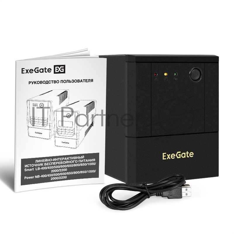 Источник бесперебойного питания ExeGate Power NB-2200.LED.AVR.4SH.USB (2200VA/1300W, LED, AVR, 4*Schuko, USB, батарея 12V 9Ah - 2 шт., металлический корпус, Black)