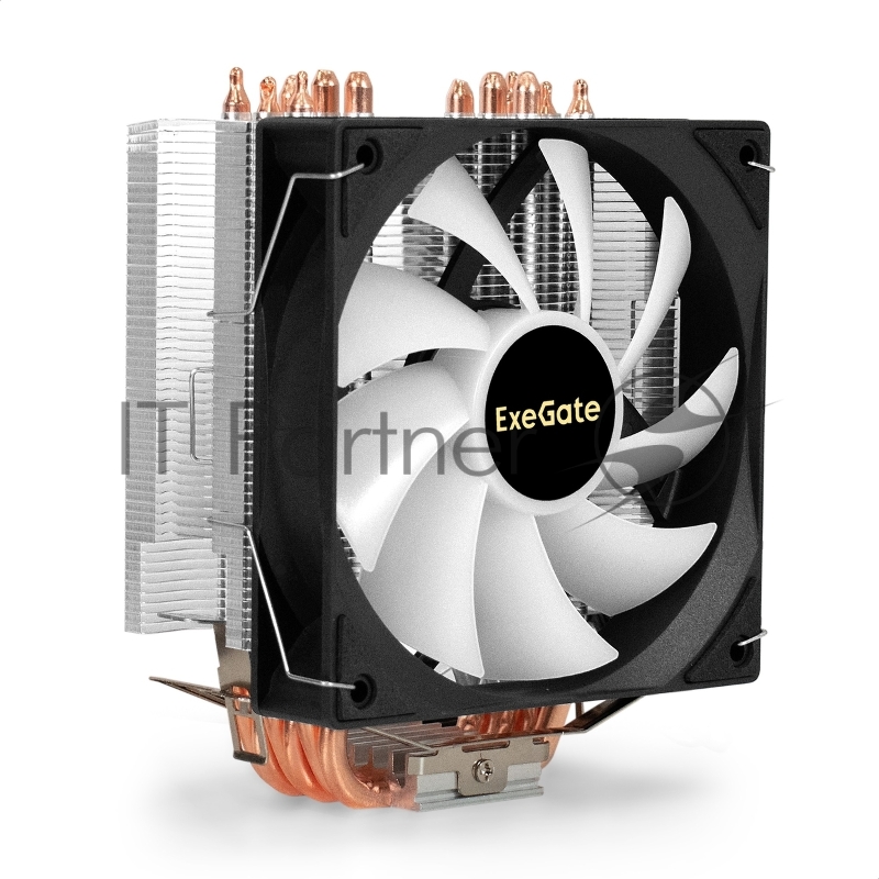 Кулер ExeGate Wizard EXX600-PWM.FRGB (Al+Cu, 6 тепл.трубки, LGA775/1150/1151/1155/1156/120 TDP 180W, Fan 120mm PWM, 800-2400RPM, Hydro bearing, 4pin, 11-24db, 540г, FRGB подсветка, с термопаст