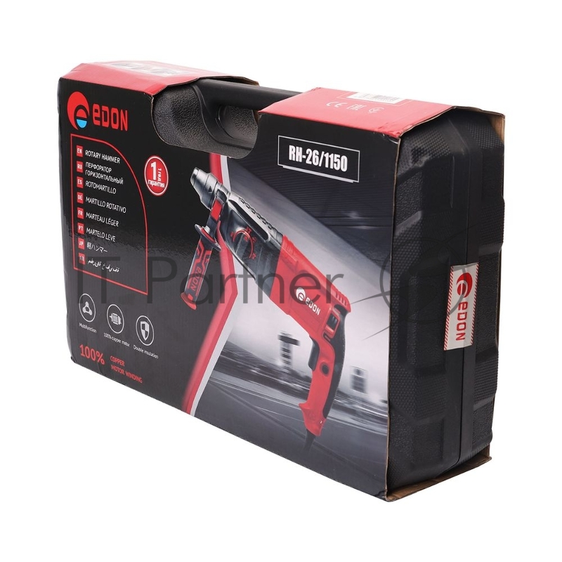 Перфоратор EDON RH-26/1150 черный/красный 9277