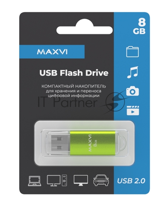Флешка USB Maxvi MP 8GB green (FD8GBUSB20C10MP)