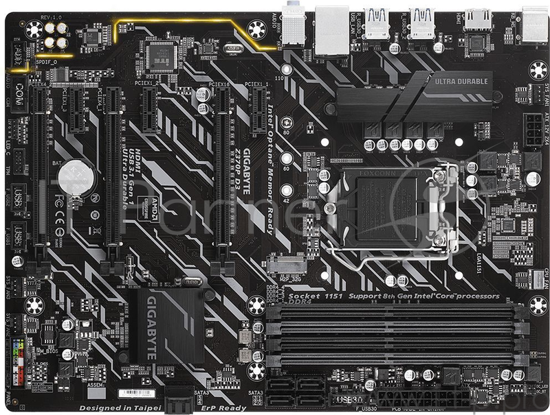 Мат. плата Socket1151 GIGABYTE Z370P D3 (iZ370, 4xDDR4, M.2, SATA III, RAID, 3xPCI-E, HDMI, 1Гбит LAN, USB3.1, ATX)