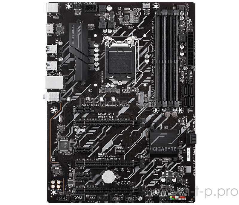 Мат. плата Socket1151 GIGABYTE Z370P D3 (iZ370, 4xDDR4, M.2, SATA III, RAID, 3xPCI-E, HDMI, 1Гбит LAN, USB3.1, ATX)