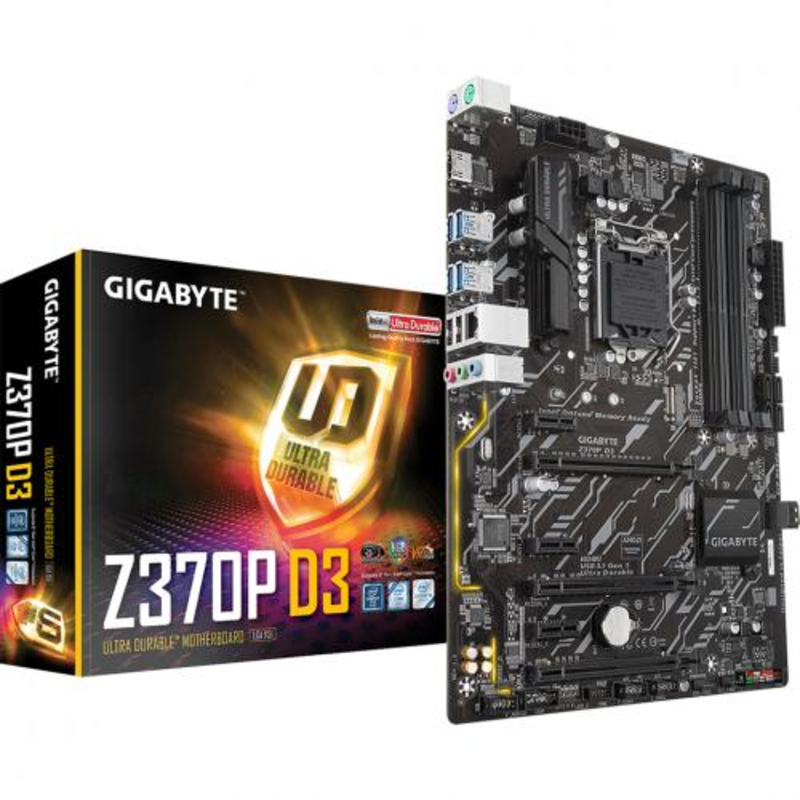 Мат. плата Socket1151 GIGABYTE Z370P D3 (iZ370, 4xDDR4, M.2, SATA III, RAID, 3xPCI-E, HDMI, 1Гбит LAN, USB3.1, ATX)