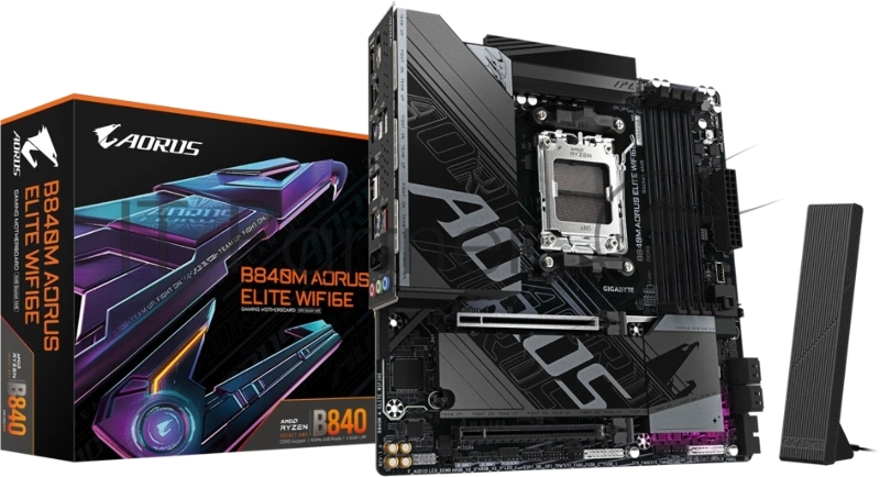 Материнская плата Gigabyte B840M AORUS ELITE WIFI6E, RTL