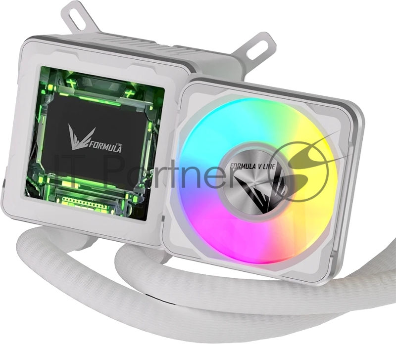 Система жидкостного охлаждения Formula V Line Cryo Wing Digi 240 WH, 240mm, LCD 2.73, 2x120mm, ARGB fans, LGA115X/1200/1700/1851/1366/20 AM3/AM4/AM5/Ryzen3/Ryzen5/Ryze