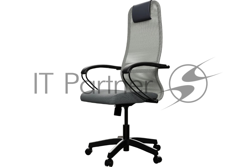 Кресло Метта SU-B-8 светло-серый сиденье светло-серый сетка с подголов. крестов. металл хром