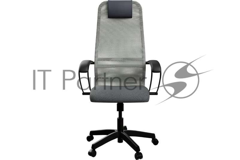 Кресло Метта SU-B-8 светло-серый сиденье светло-серый сетка с подголов. крестов. металл хром