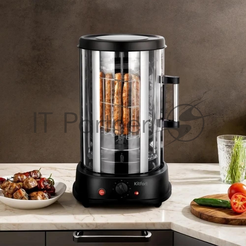Шашлычница электрическая Kitfort КТ-1411 1500Вт серебристый/черный