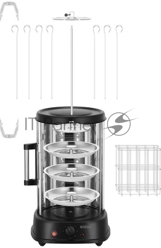 Шашлычница электрическая Kitfort КТ-1411 1500Вт серебристый/черный